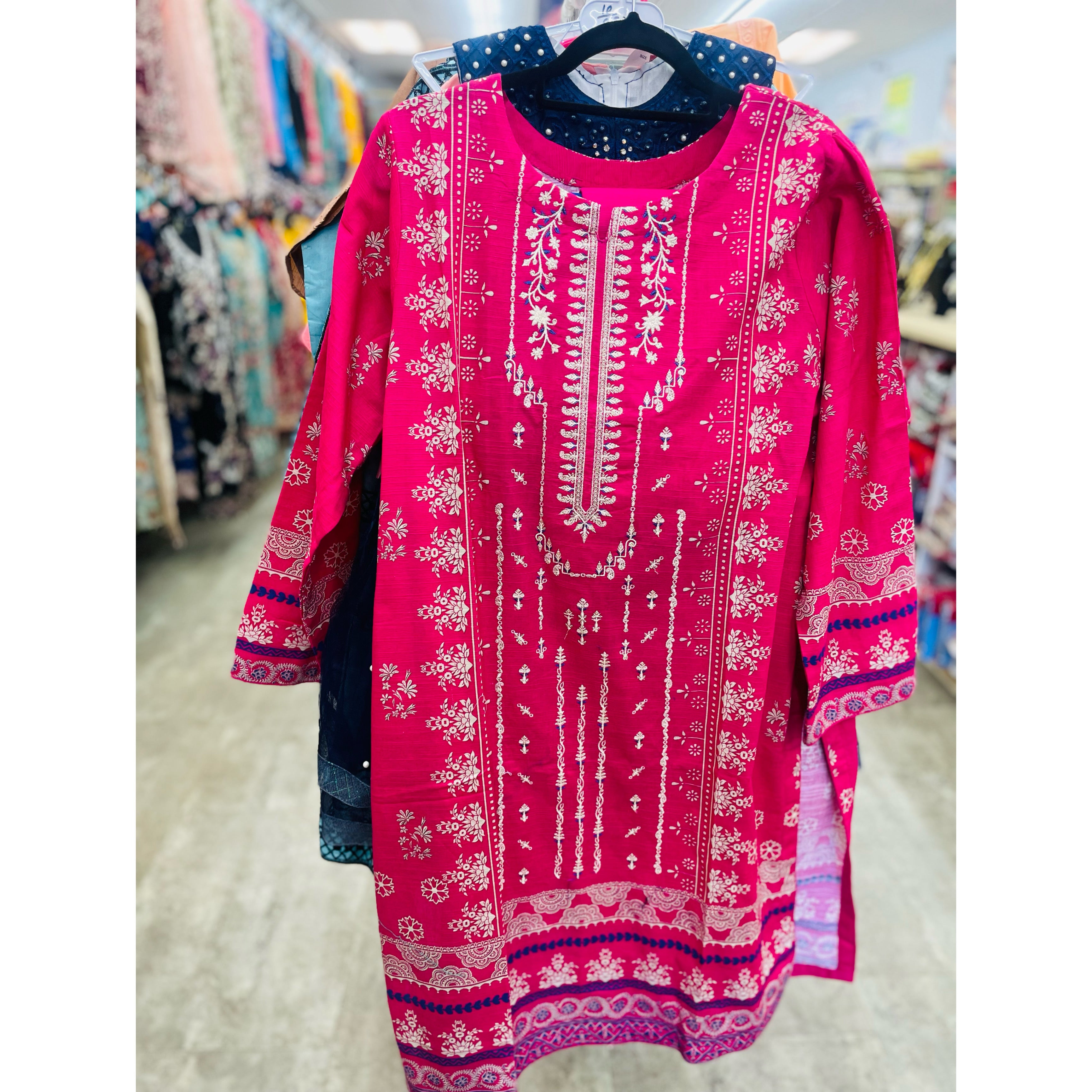 Pink Color Cotton Indian Pakistani Salwar Kameez with Dupatta