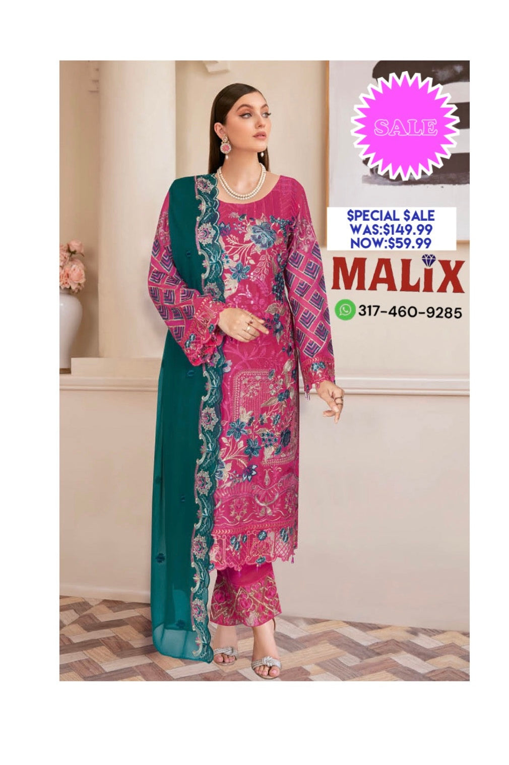 Hot Pink Chiffon Light Weighted Indian Pakistani Salwaar Kameez with Dupatta