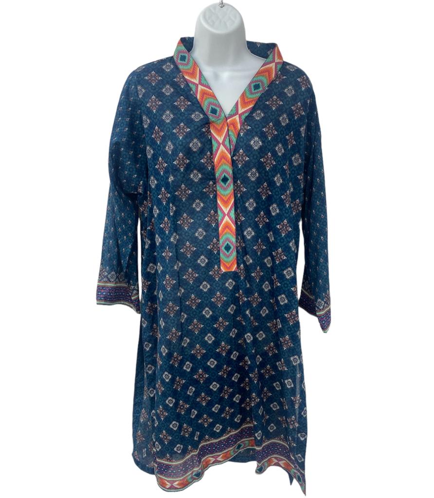 Blue Color Dailywear Kurti Dress With Dupatta.