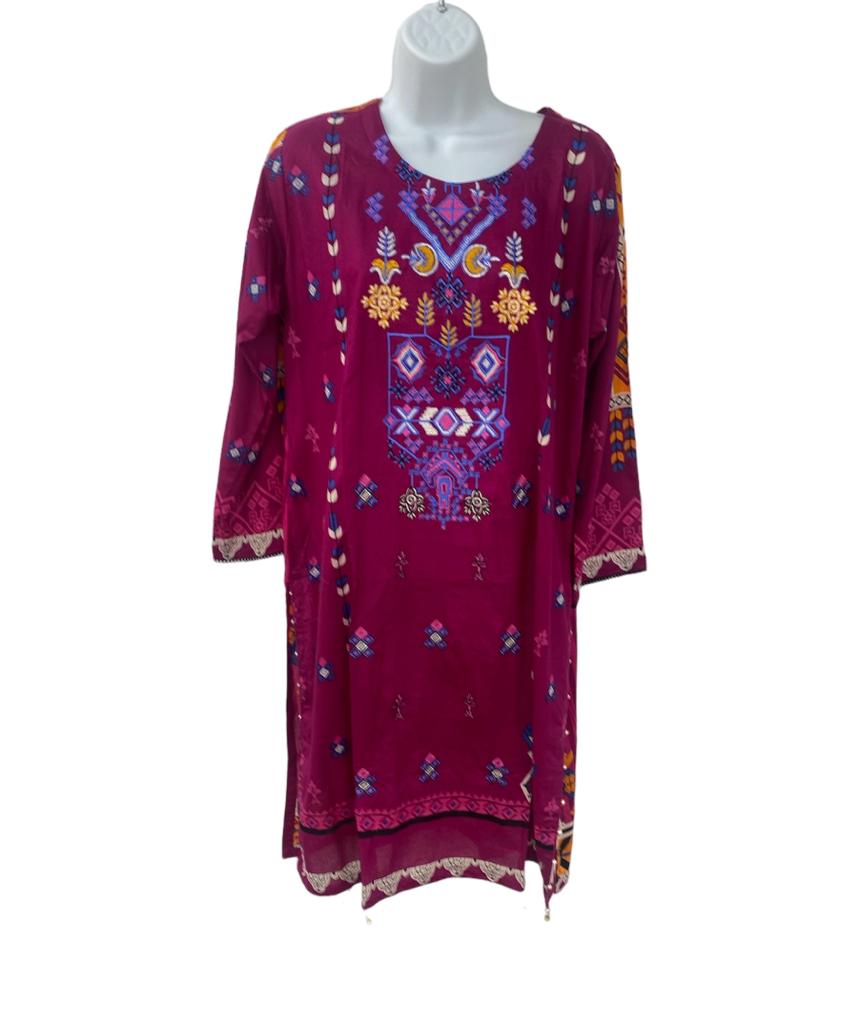 Pink color daiywear kurta dress with dupatta.
