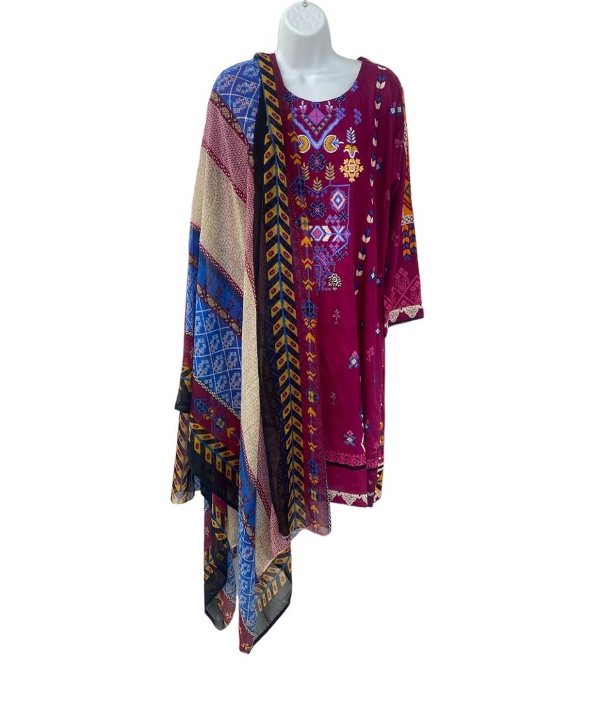 Pink color daiywear kurta dress with dupatta.