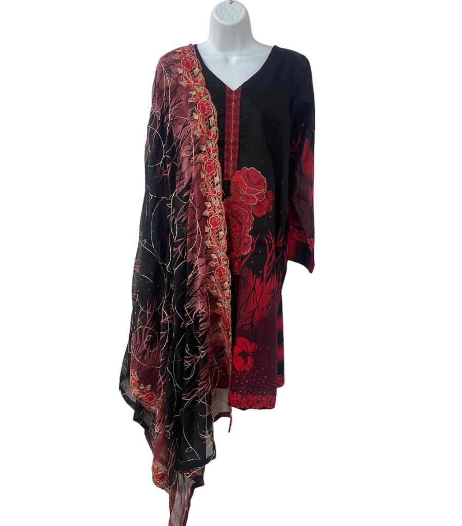 Black Color Dailywear Kurti Dress With Dupatta.