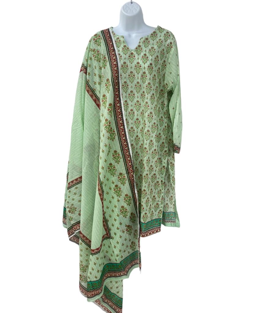Light Green Color Dailywear Kurti Dress With Dupatta.