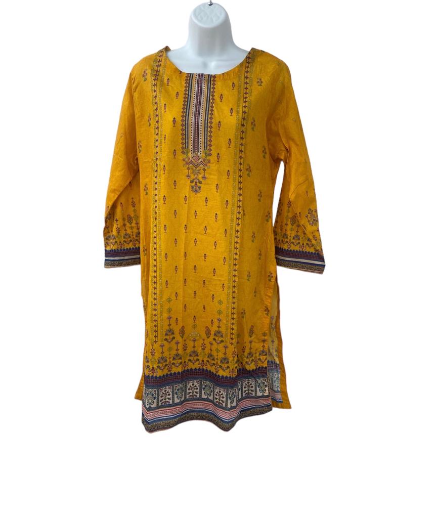 Yellow color dailywear dress with dupatta.