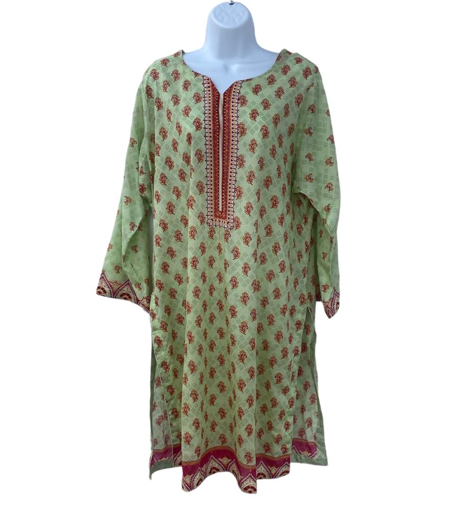 Light Green Color Dailywear Kurti Dress With Dupatta.