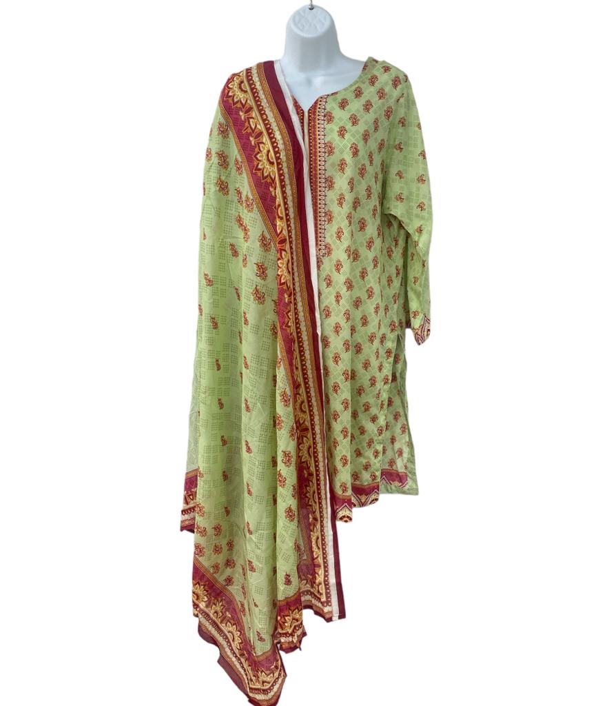 Light Green Color Dailywear Kurti Dress With Dupatta.
