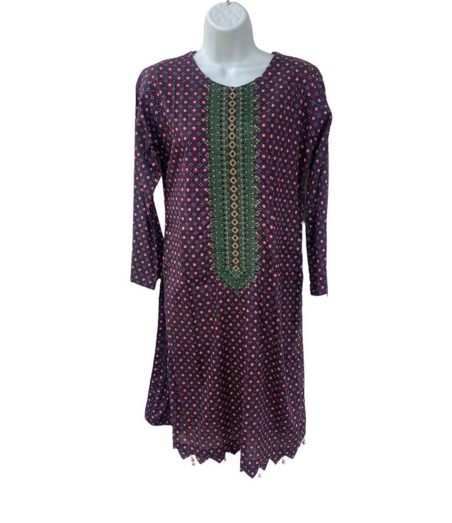Purple color dailywear dress with dupatta.