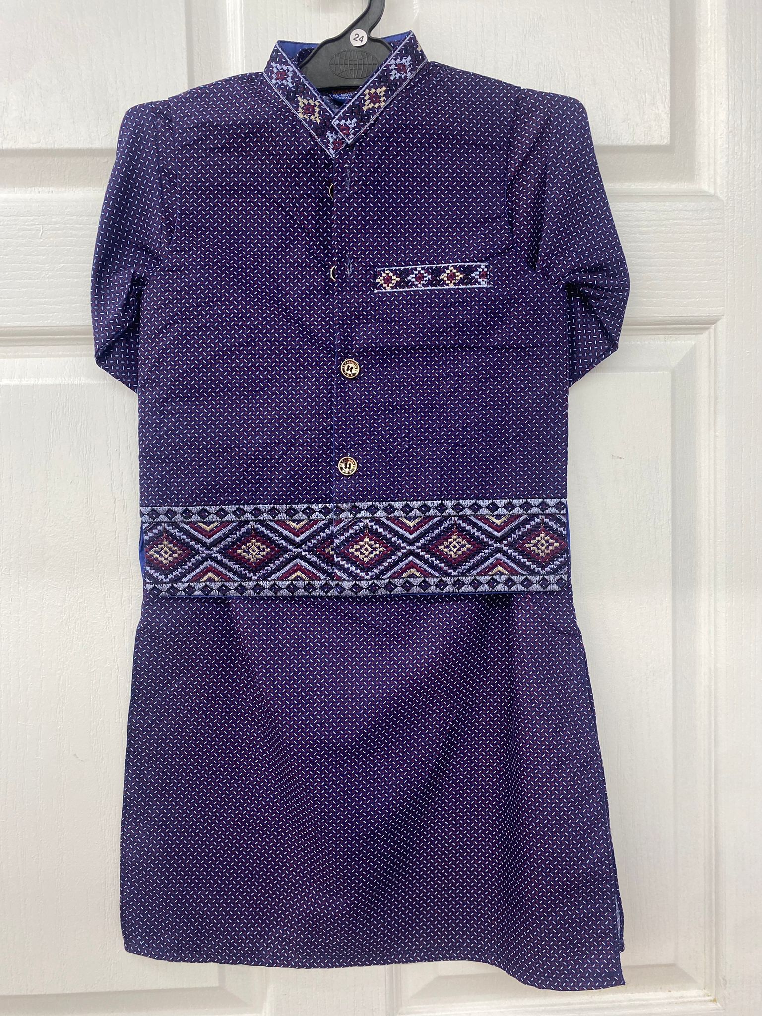 Blue Color Boys Kids Salwar Kameez with Waistcoat.