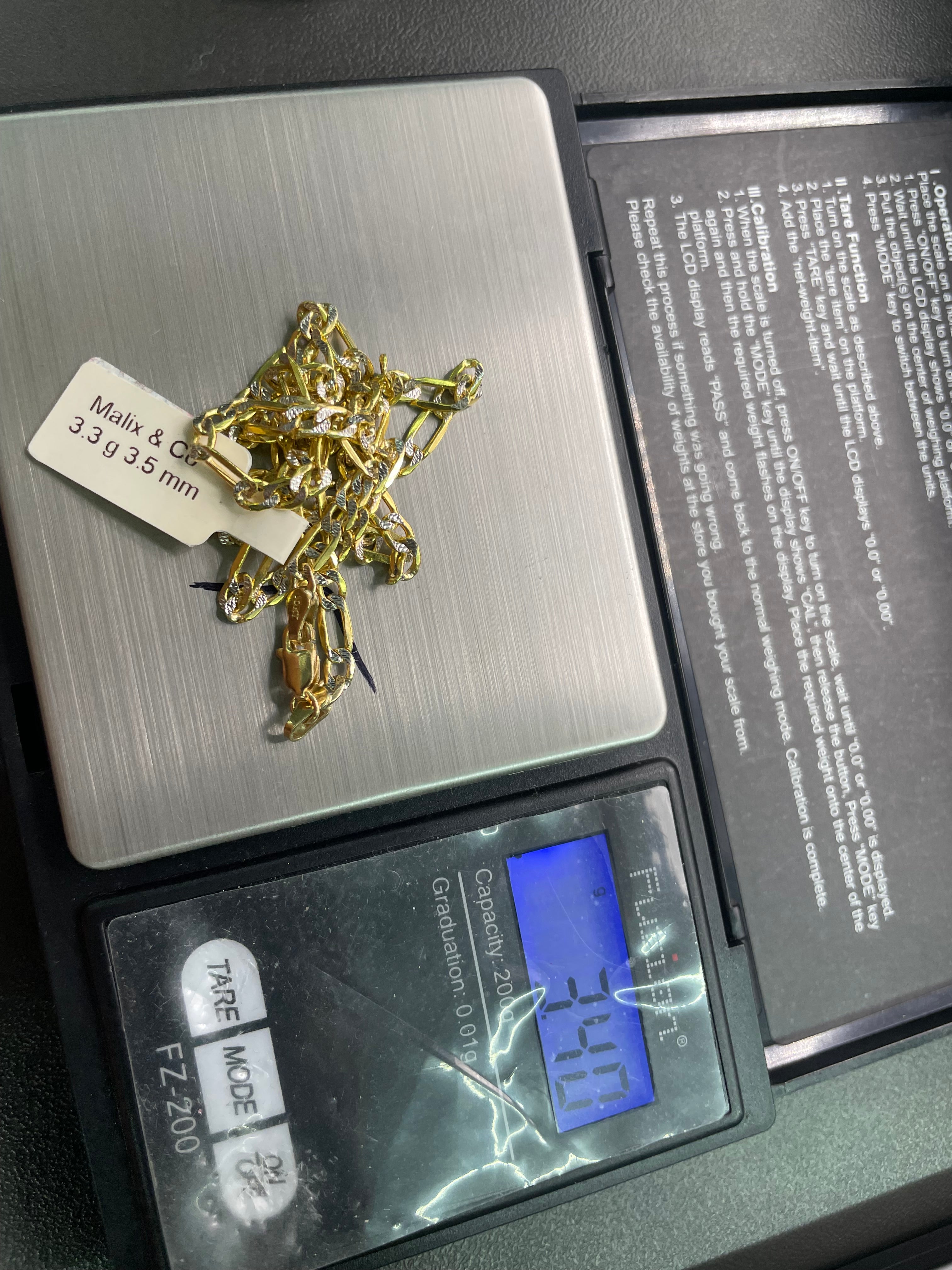 10Kt gold figero chain 16inch 3.5mm