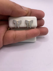 10KT gold butterfly diamond studs