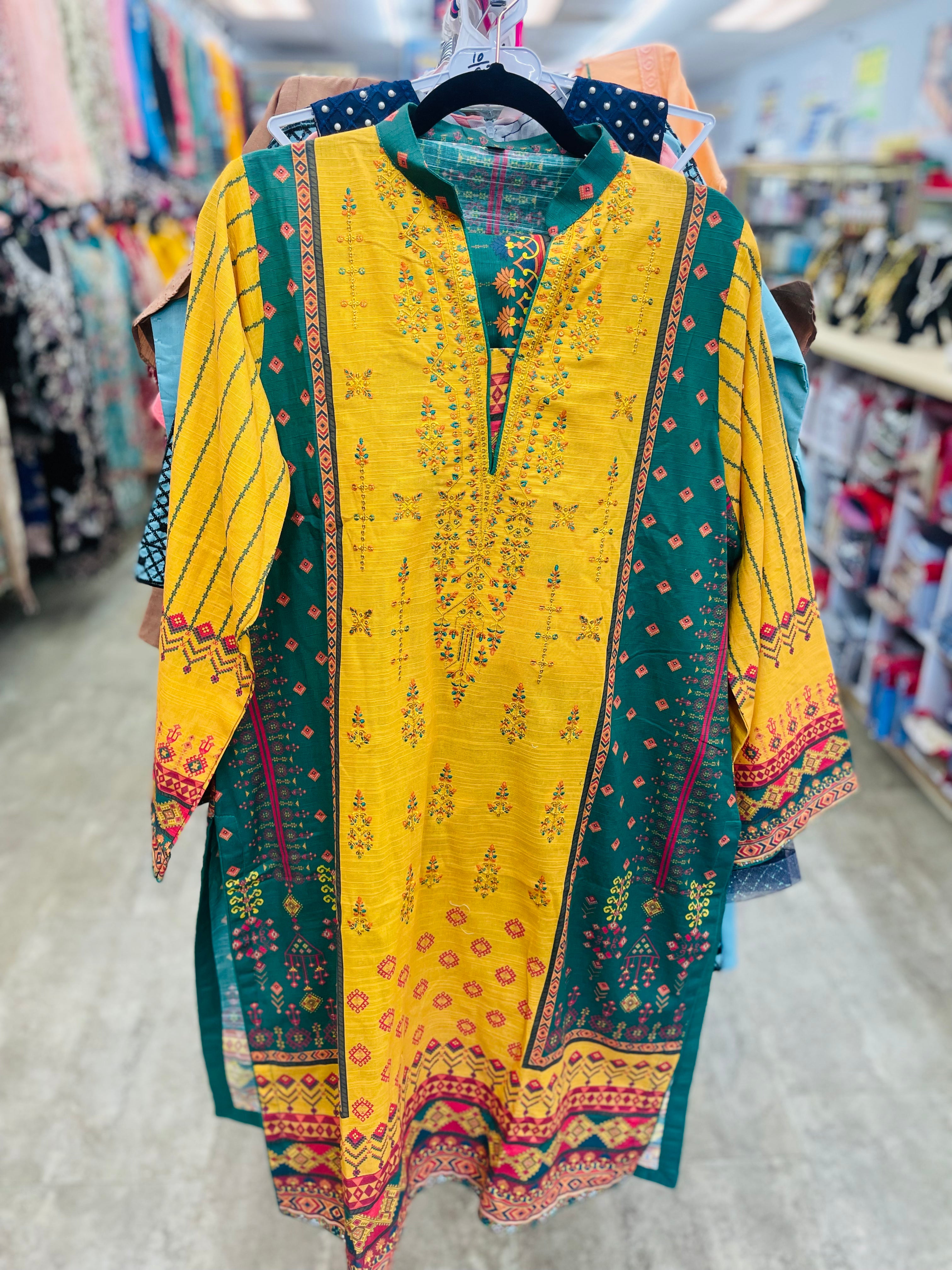 Yellow Color Lawn Indian Pakistani Salwar Kameez with Dupatta