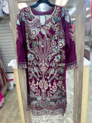Purple Chiffon Designer Indian Pakistani Salwar Kameez with Dupatta