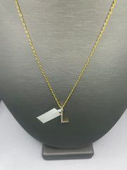 10KT gold chain and L letter charm