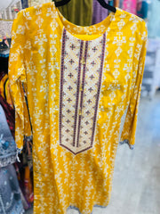 Yellow High Quality Lawn Daily Wear Branded Indian Pakistani Salwar Kameez
