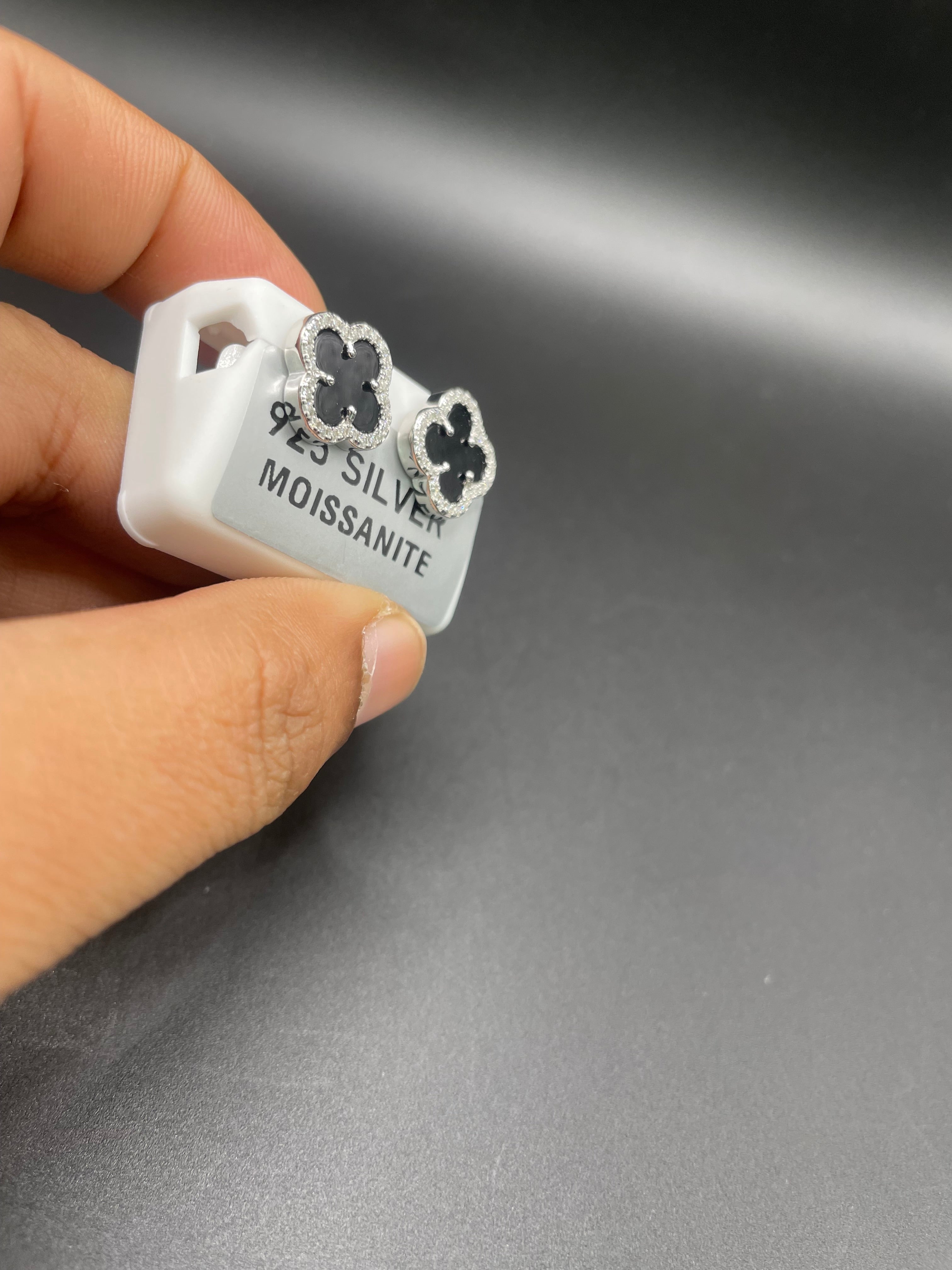 925 silver Moissanite studs black