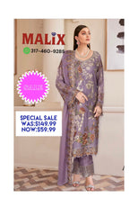 Violet Lightweight Chiffon Indian Pakistani Salwar Kameez with Dupatta