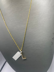 10KT gold chain and L letter charm