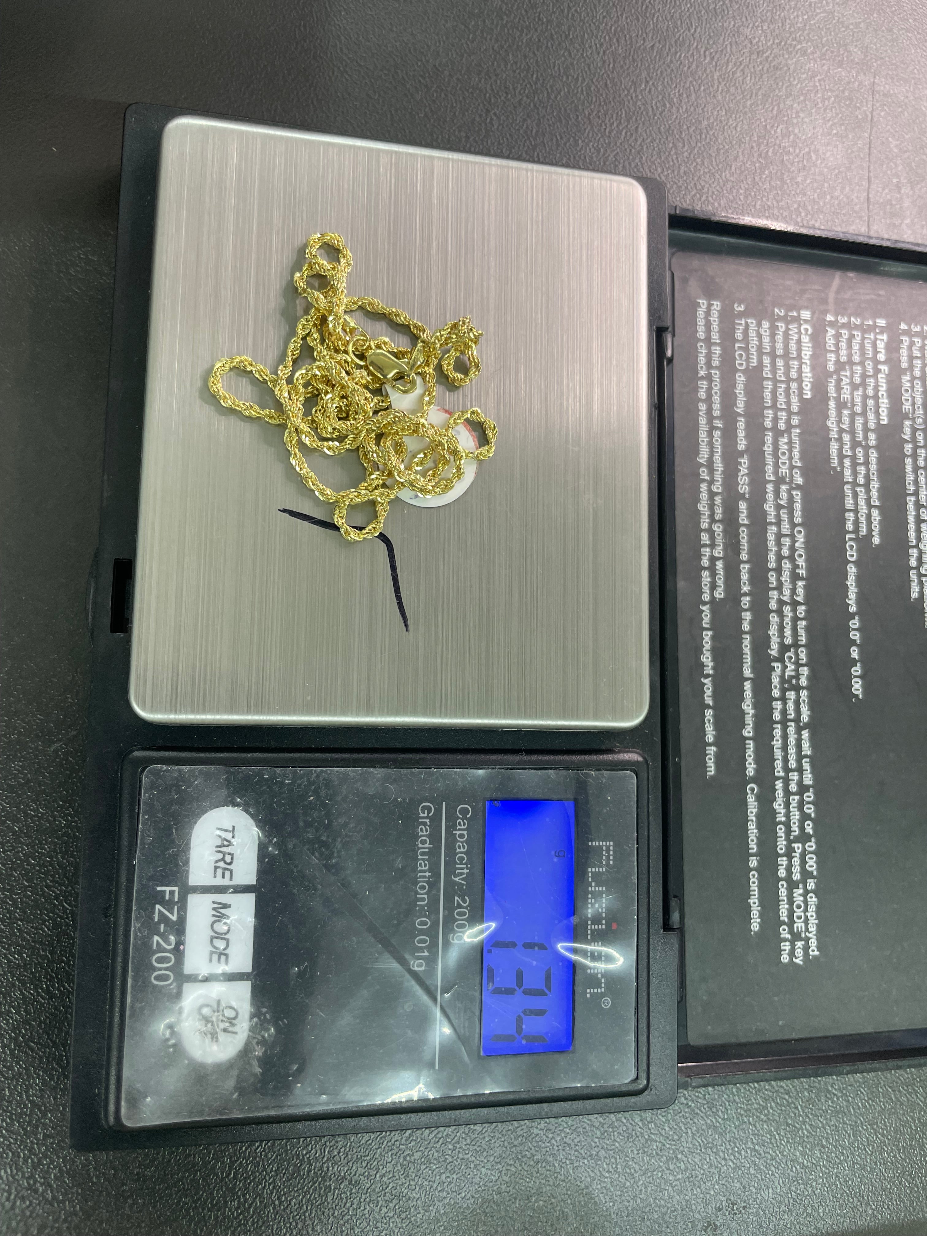 10KT gold chain 1.5mm 20inch