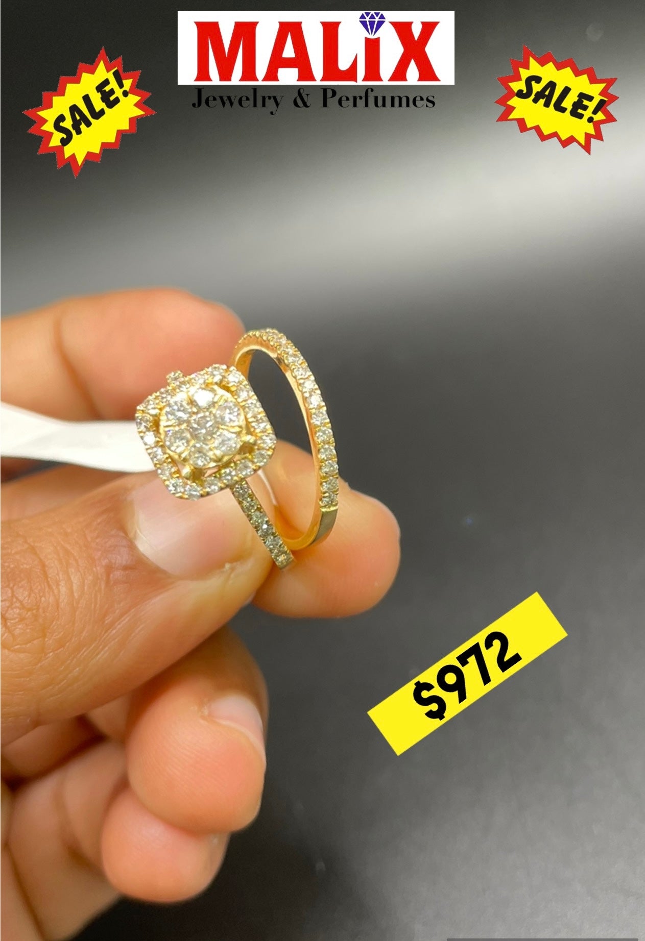 18 KT gold stacking ring with diamonds