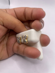 10KT gold butterfly diamond studs