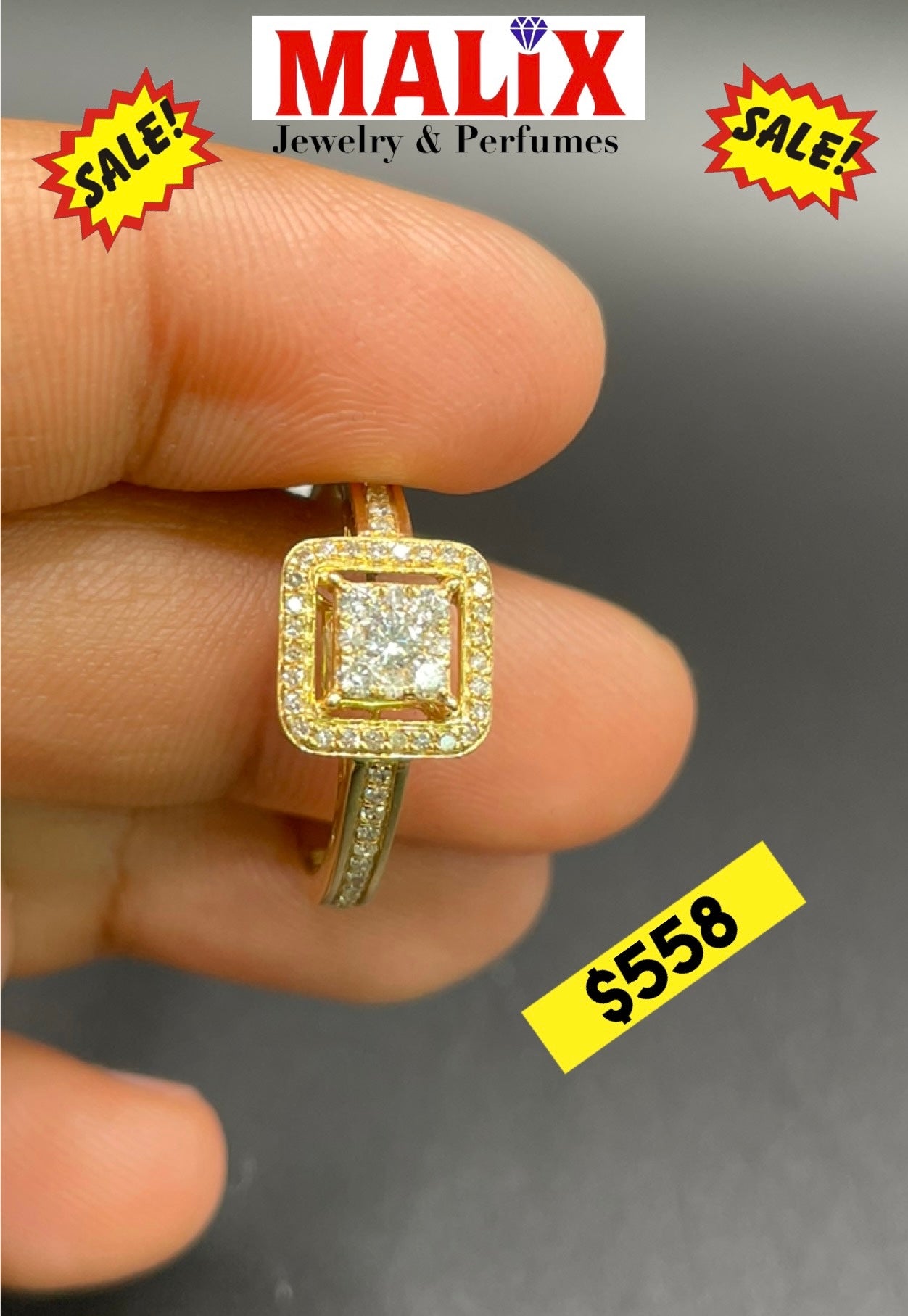 18kt gold ring with diamonds