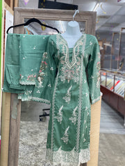 Vibrant Mint Green Women’s 3pc Designer Dress