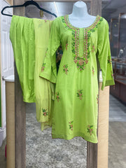 Dazzling Vibrant Green Color Embroidered Women’s Casual Salwar Kameez Dress