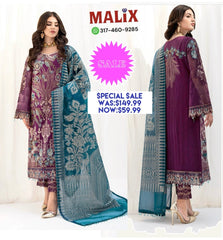 Purple Chiffon Designer Indian Pakistani Salwar Kameez with Dupatta