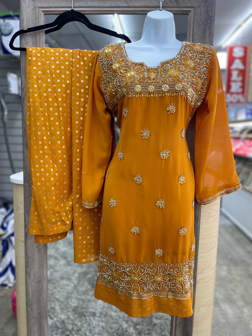 Luminous Sun Rise Yellow Color Women’s 3Pc Designer Salwaar Kameez
