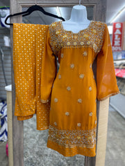 Luminous Sun Rise Yellow Color Women’s 3Pc Designer Salwaar Kameez