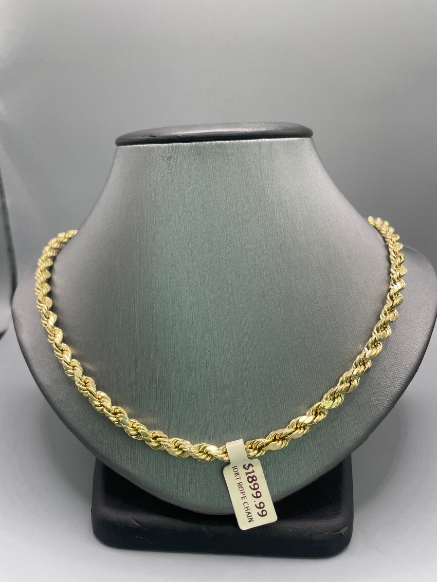 10KT gold rope chain 6mm 22inches