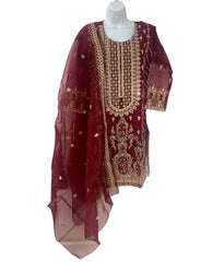 Maroon Color Dailywear Kurti Dress With Designer Dupatta