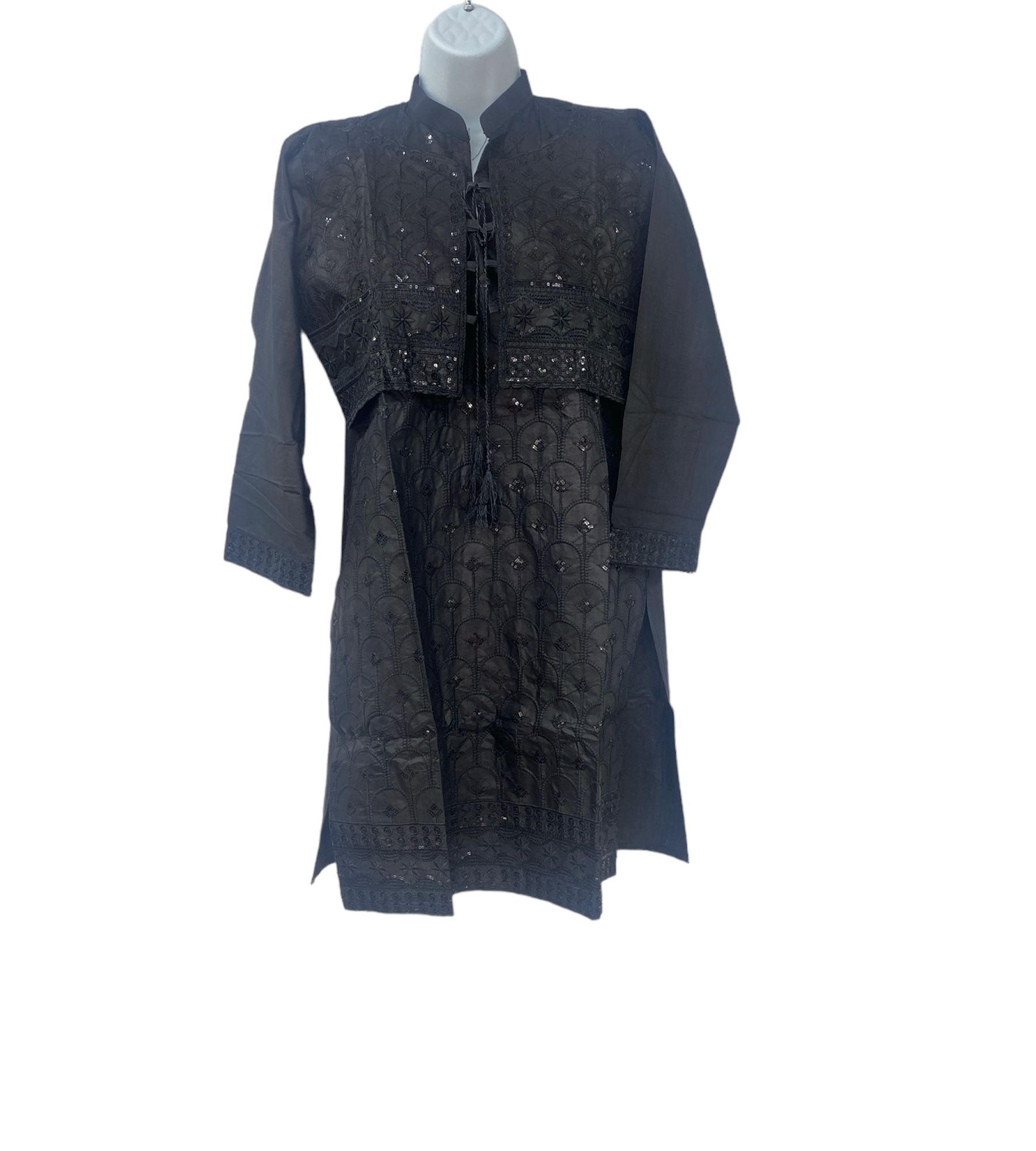 Black Color Dailywear Kurti Tops With Designer Jacket