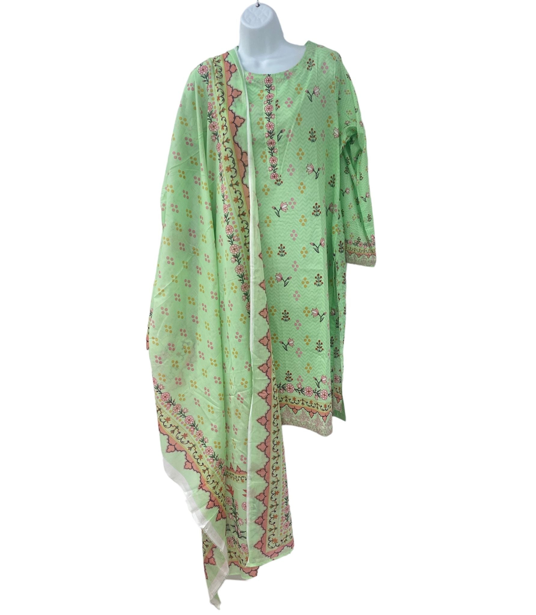 Light Green Dailywear Kurti Dress With Dupatta