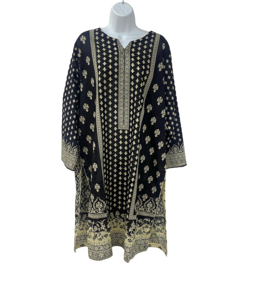 Black Color Graphic Print Dailywear Kurti Dress With Dupatta.