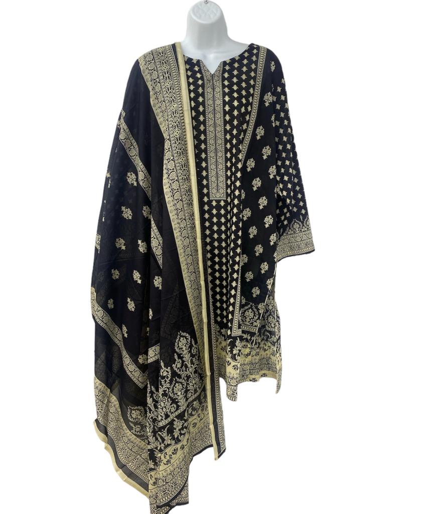 Black Color Graphic Print Dailywear Kurti Dress With Dupatta.