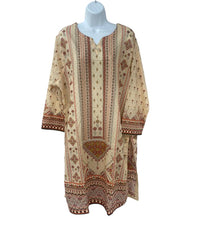 Beige Color Dailywear Kurti Dress With Dupatta