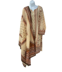 Beige Color Dailywear Kurti Dress With Dupatta