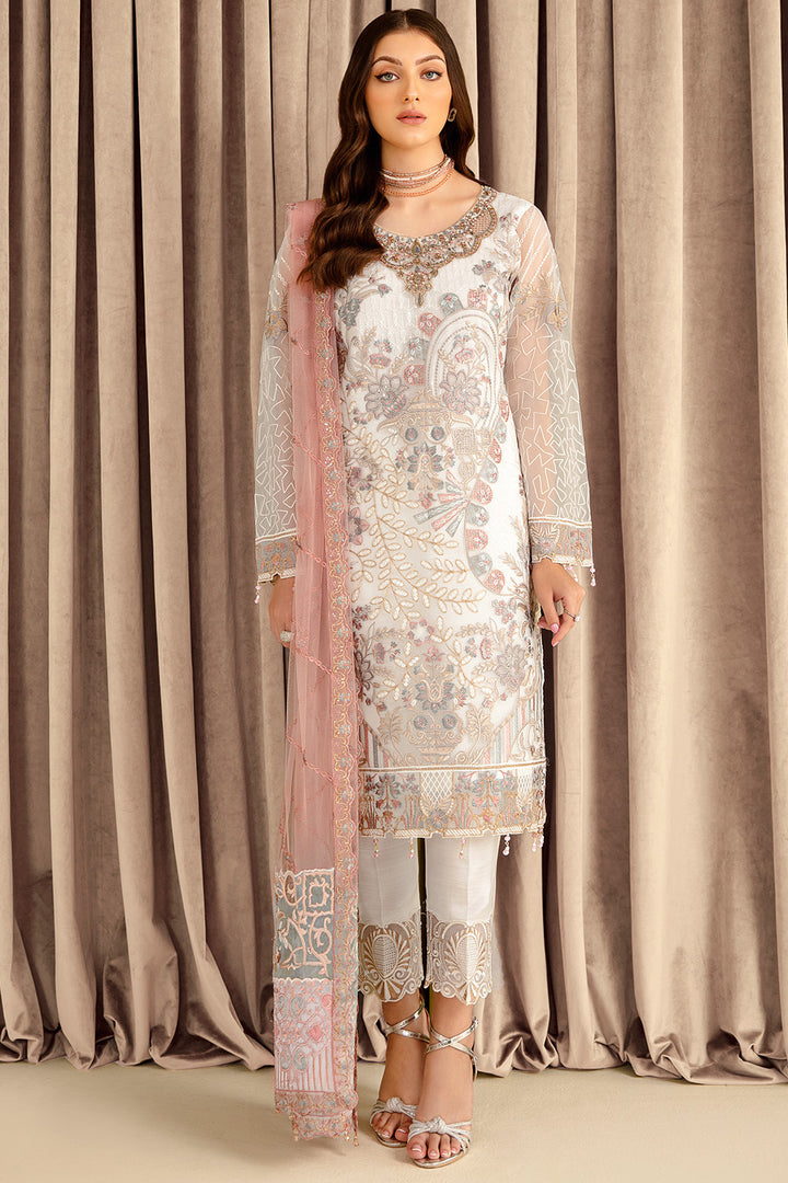 Premium White Organza Embroidered Salwaar Kameez Suit Set