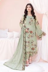 Mint Green Chiffon Embroidery Salwar Kameez Suit Set