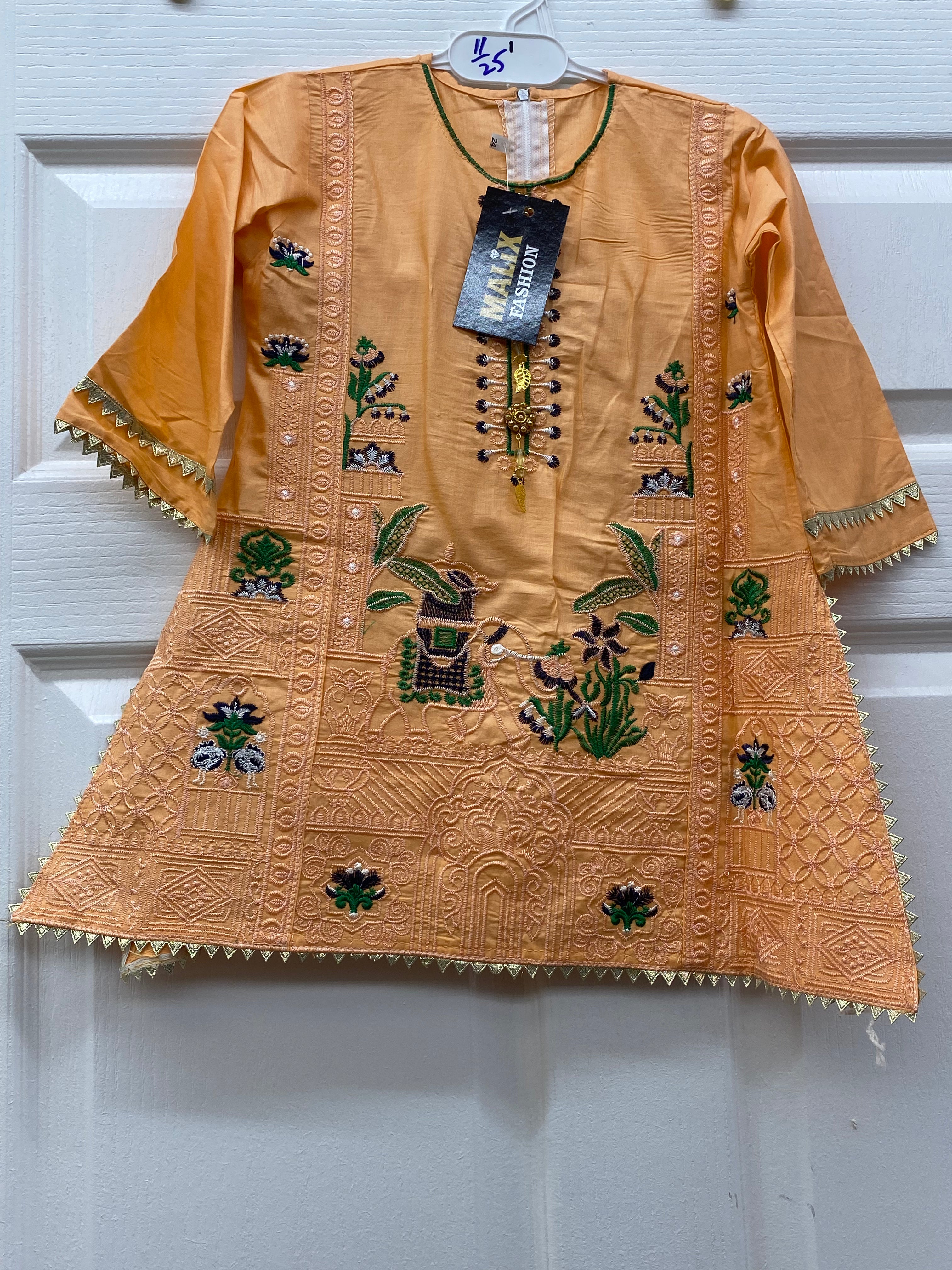 Orange color cotton suit set - summer collection