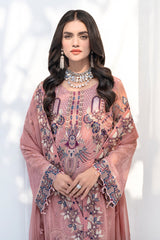 Mauve Pink Chiffon Embroidery Sequence Salwar Kameez Suit Set