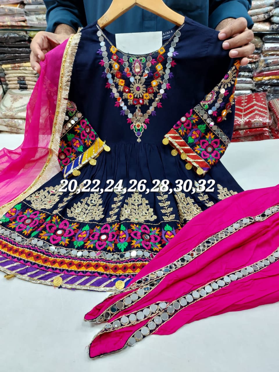 Navy blue Color Kids Desi Suit with Dupatta