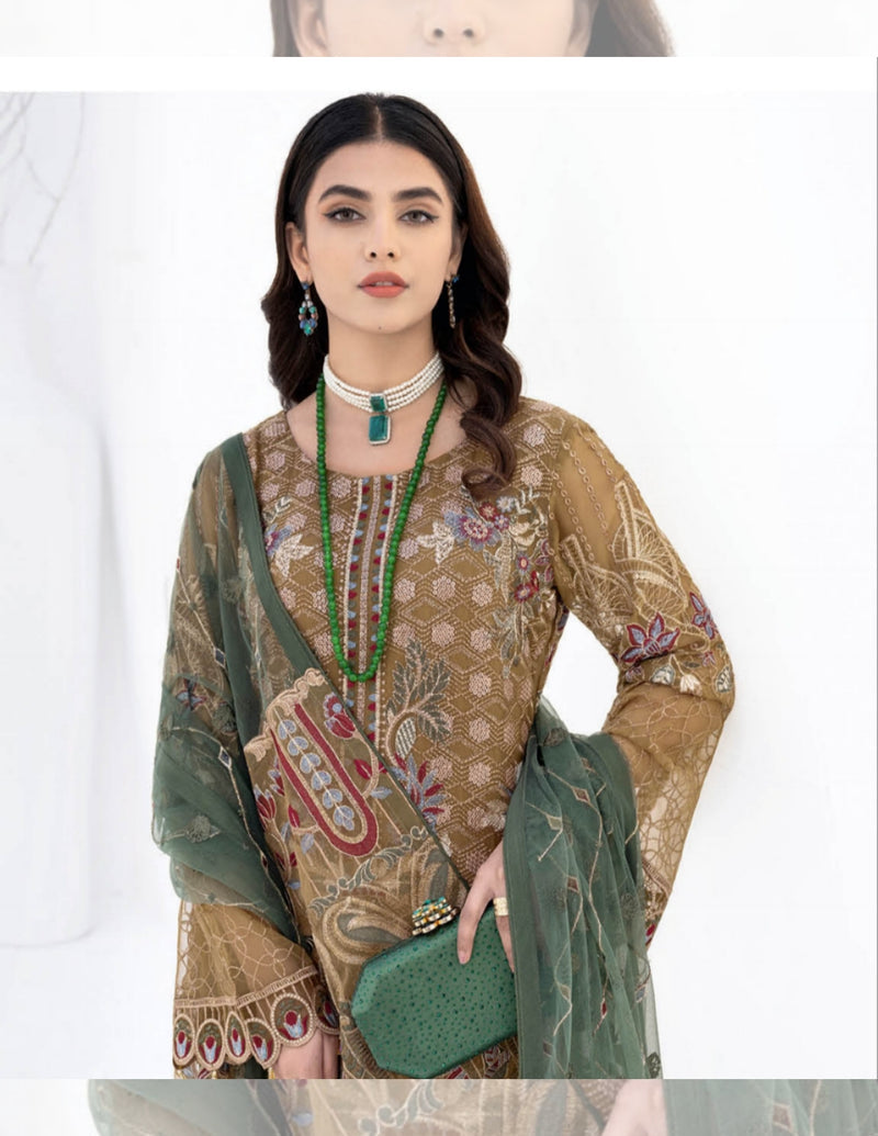 Green Chiffon With Sequence Salwaar Kameez