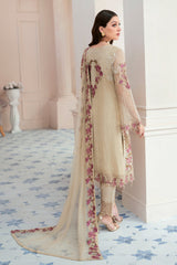 Beige Color Chiffon Embroidered Salwar Kameez Suit Set