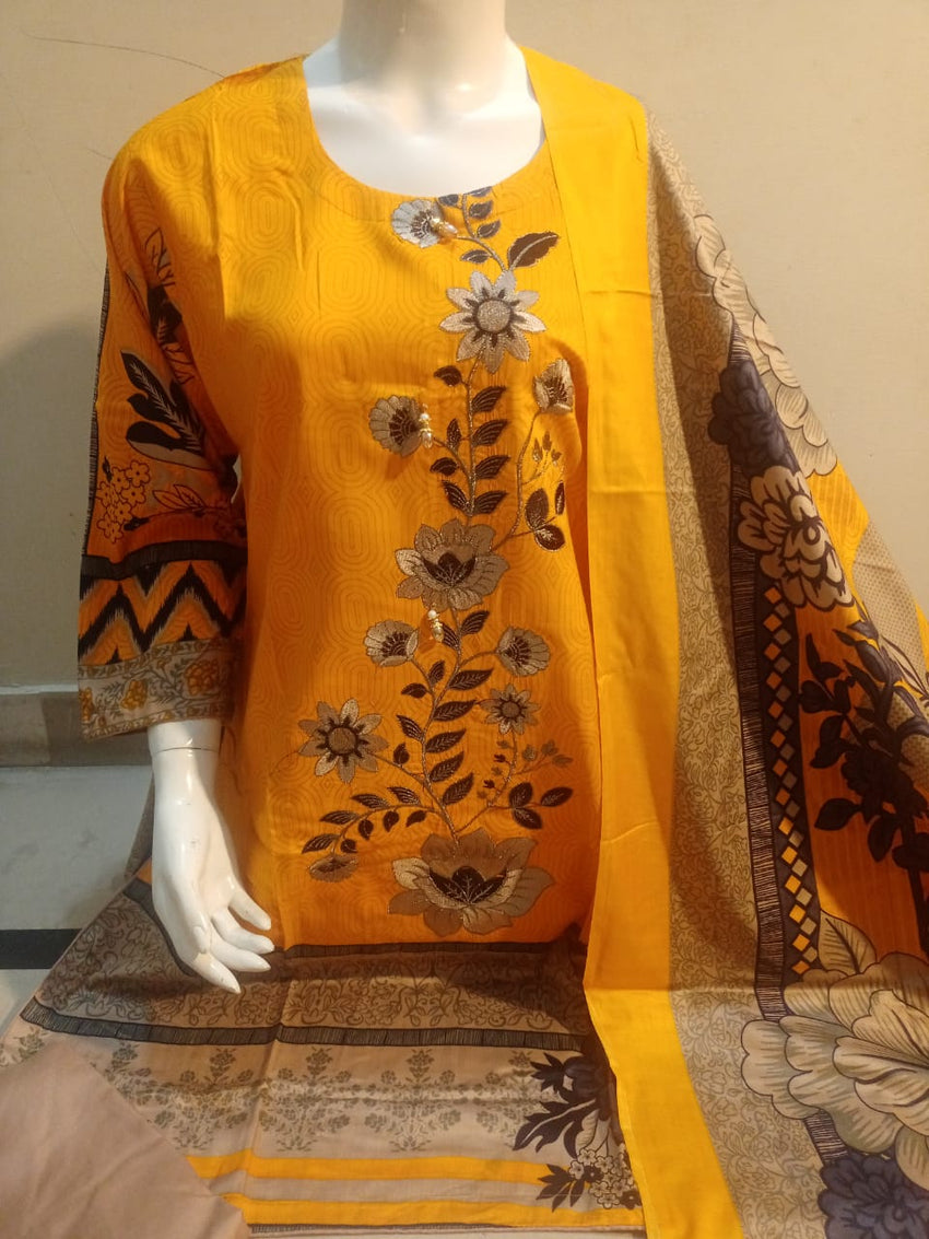 Yellow Color Daily Wear Salwar Kameez Suit Set