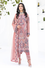 Mauve Pink Chiffon Embroidery Sequence Salwar Kameez Suit Set