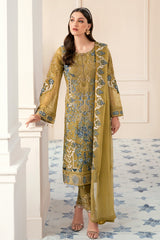Olive Green Stylish And Trendy Chiffon Embroidery Salwar Kameez Suit Set