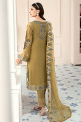 Olive Green Stylish And Trendy Chiffon Embroidery Salwar Kameez Suit Set