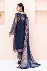 Navy Blue Chiffon Embroidery Salwar Kameez Suit Set